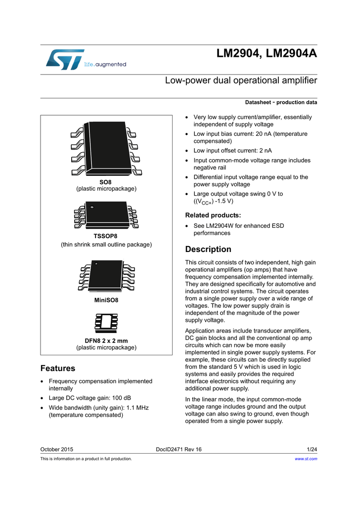 Lm2904 схема усилитель Lm2904 datasheet: найдено 88 картинок