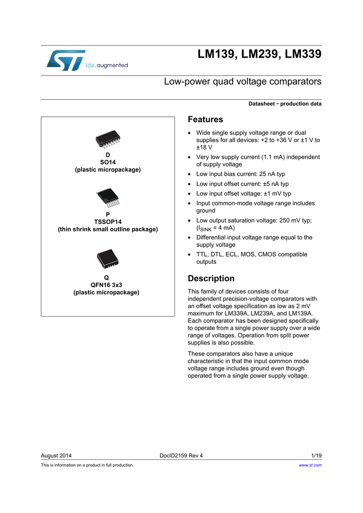 STMicroelectronics LM339 Datasheet | Manualzz