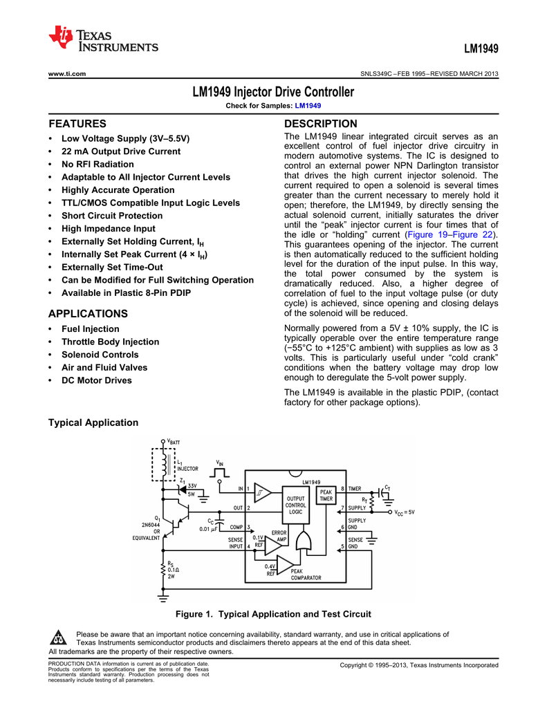 LM1949 Injector Drive Controller LM1949 FEATURES DESCRIPTION | Manualzz