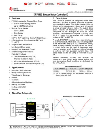 DRV8825 Stepper Motor Controller IC 1 Features 3 Description | Manualzz
