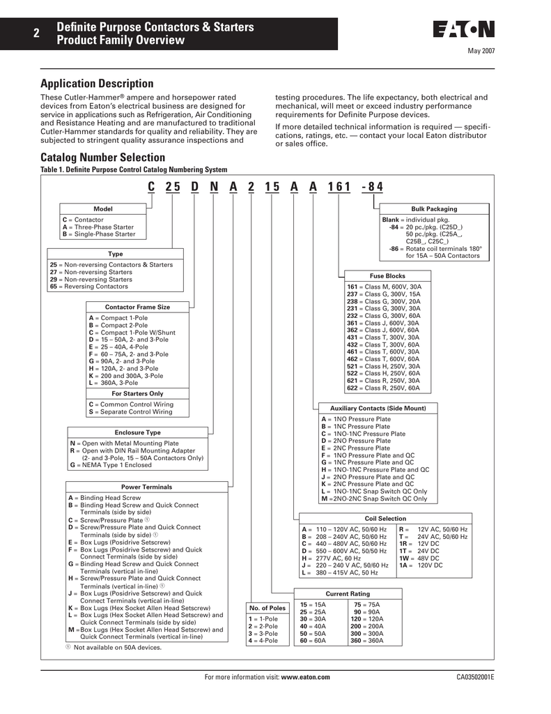 Definite Purpose Contactors Amp Starters 2 Product Family Overview Manualzz