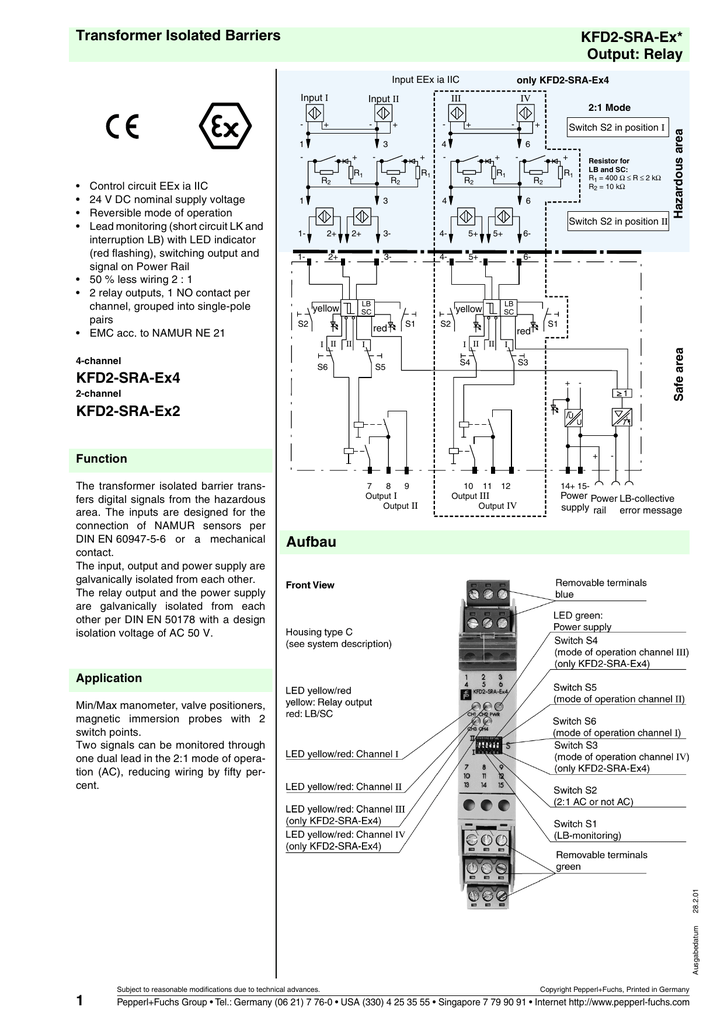 Transformer Isolated Barriers Kfd2 Sra Ex Output Relay Dous Area Manualzz