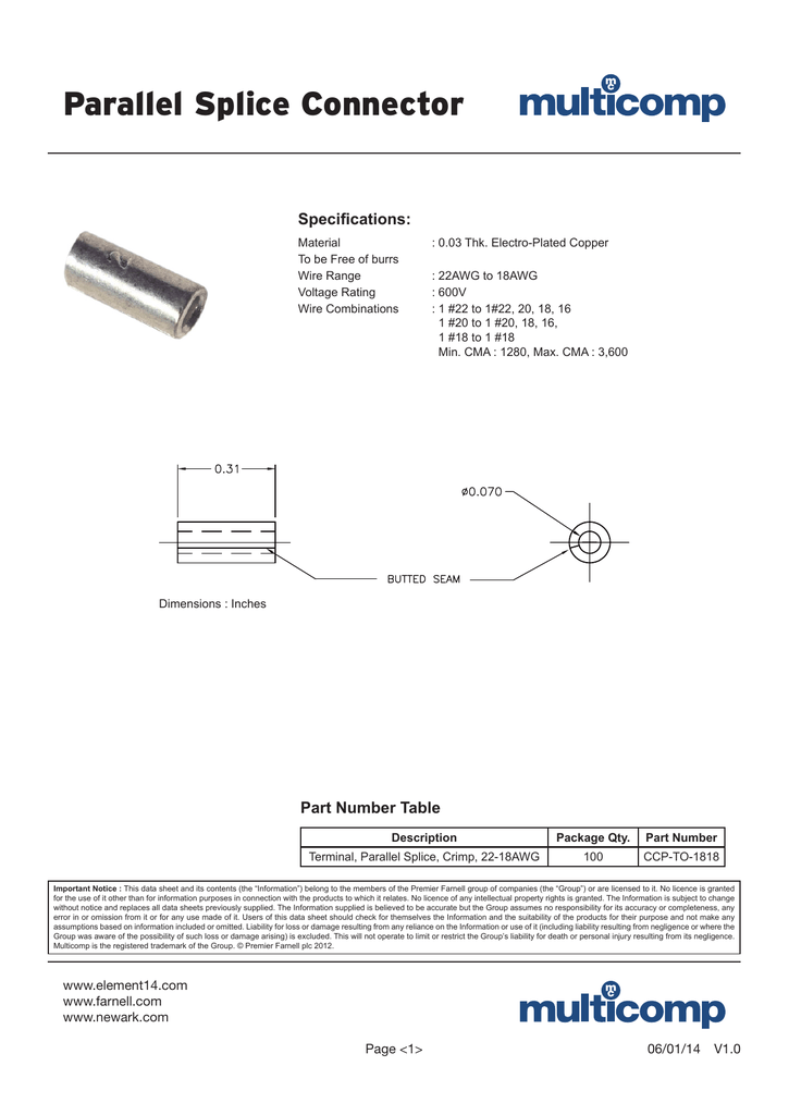 Parallel Splice Connector Specifications Manualzzcom