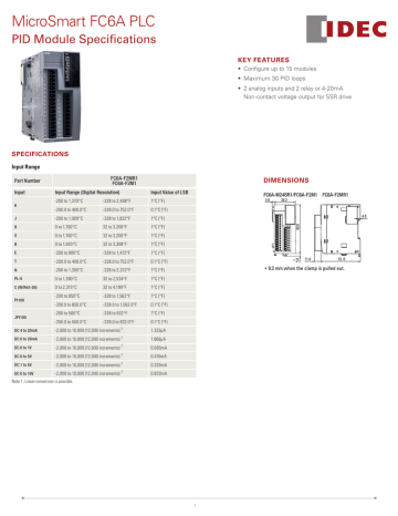 Microsmart Fc6a Plc Pid Module Specifications Key Features Manualzz