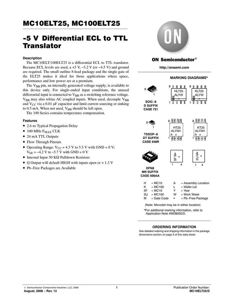 MC10ELT25DT ON 10 