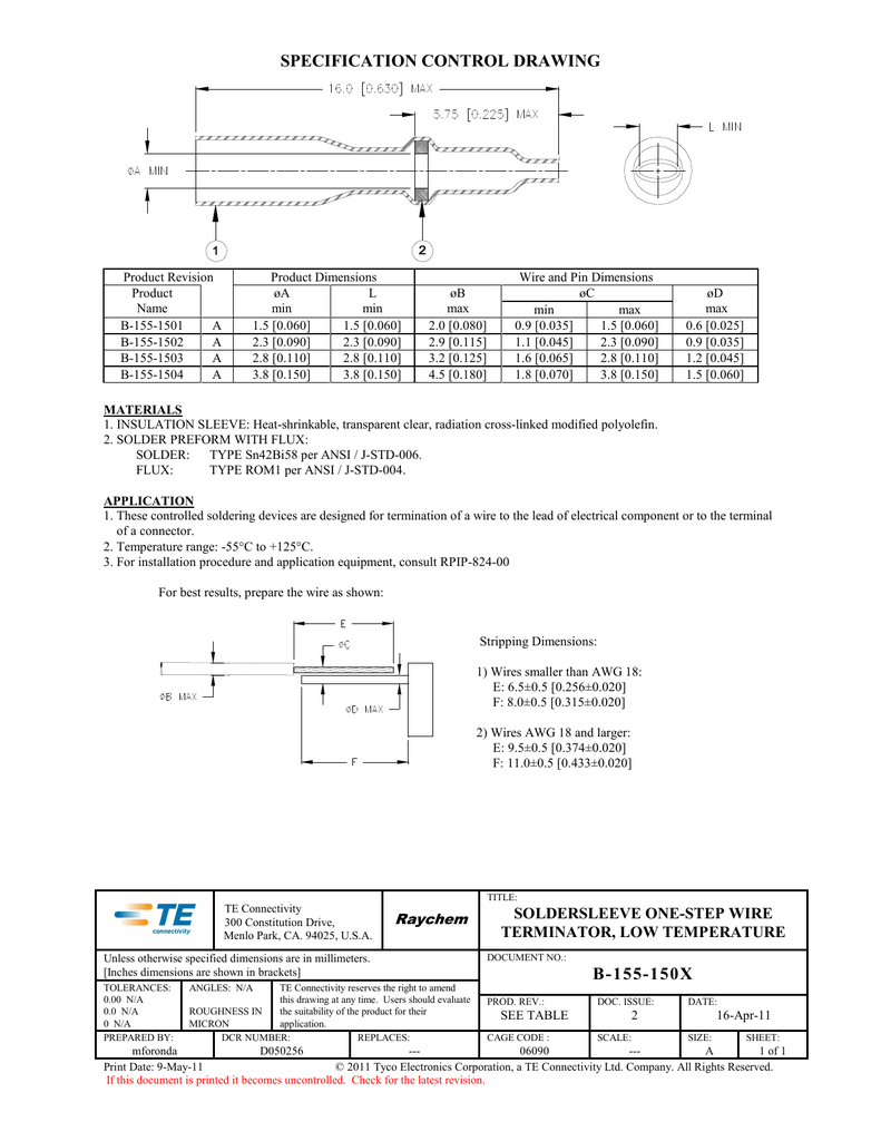 SPECIFICATION CONTROL DRAWING Manualzz