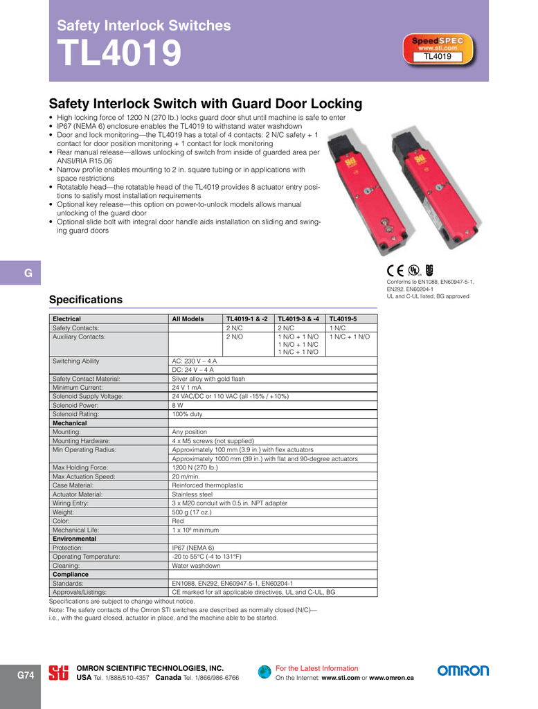 Safety Interlock Switch With Guard Door Locking Manualzz Com