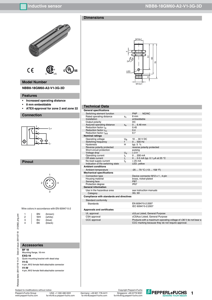 Inductive Sensor Nbb8 18gm60 A2 V1 3g 3d Dimensions Technical Data Manualzz