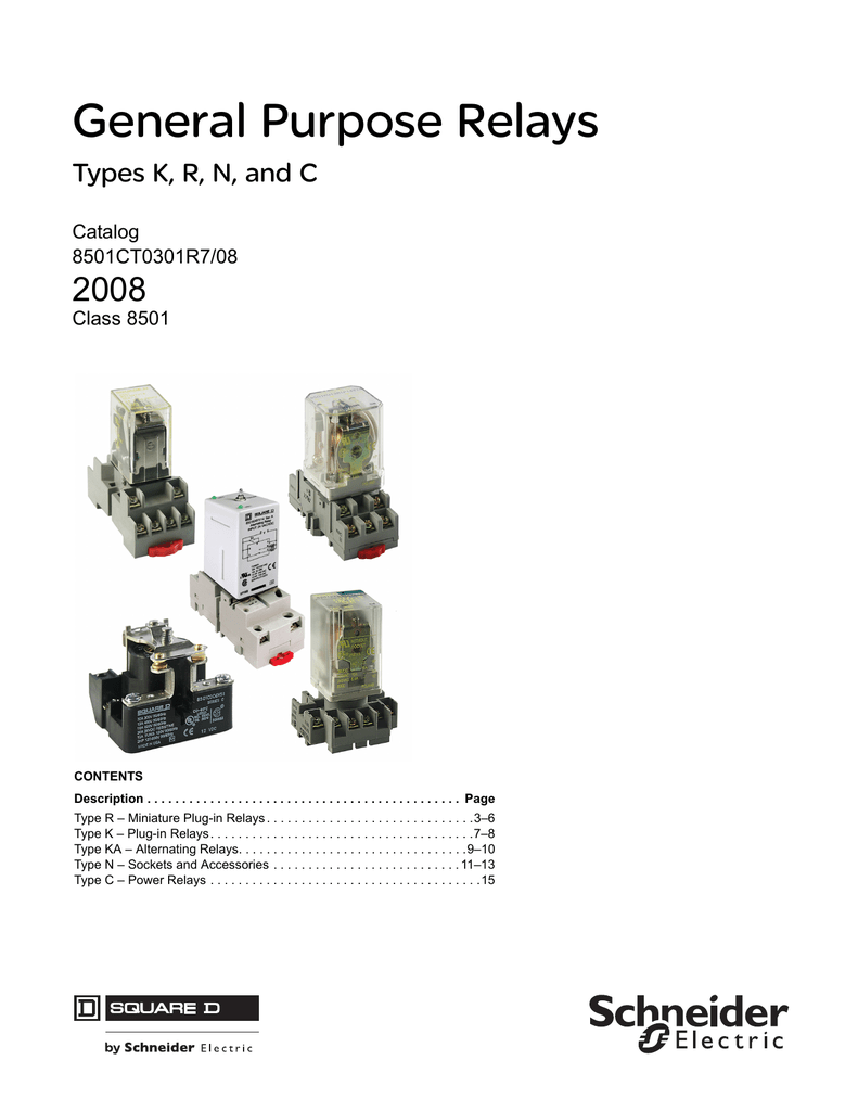 General Purpose Relays 2008 Types K R N And C Catalog