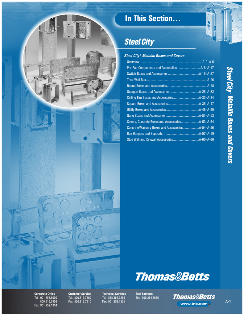 B-Bracket and 1/2-Inch and 3/4-Inch Eccentric Knockouts Thomas & Betts Steel City 52151-BN Pre-Galvanized Steel Square Box with C-5 Non-Metallic Cable Clamps