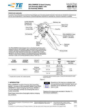 58495-1  TE Connectivity Pro-Crimper III Ratchet Crimping Tool