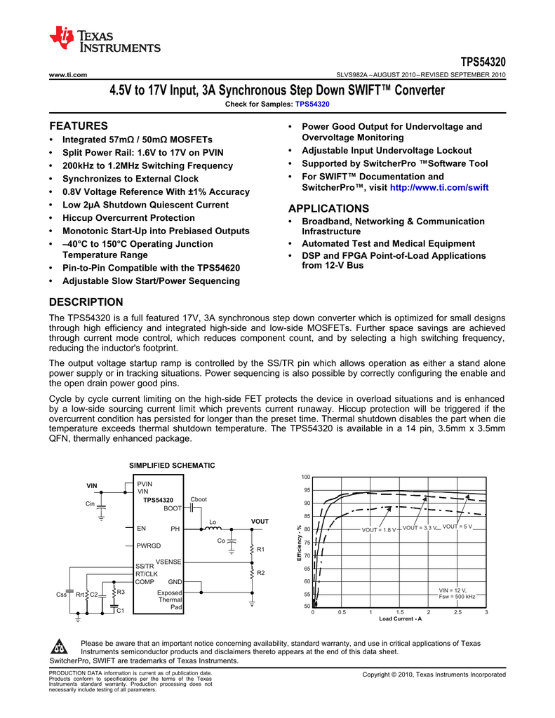 4 5v To 17v Input 3a Synchronous Step Down Swift Converter Tps543 Features Manualzz