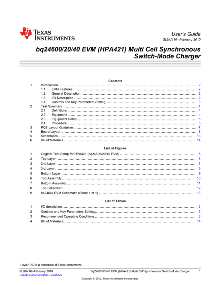 Bq 40 Evm Hpa421 Multi Cell Synchronous Switch Mode Charger User S Guide Manualzz