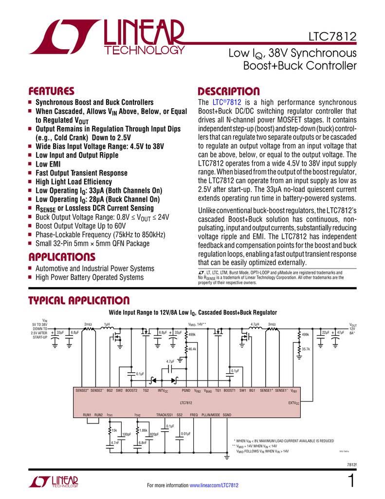 SYNC BOOST-BUCK LINEAR TECHNOLOGY LTC7812IUH#PBF DC//DC CONV QFN-32