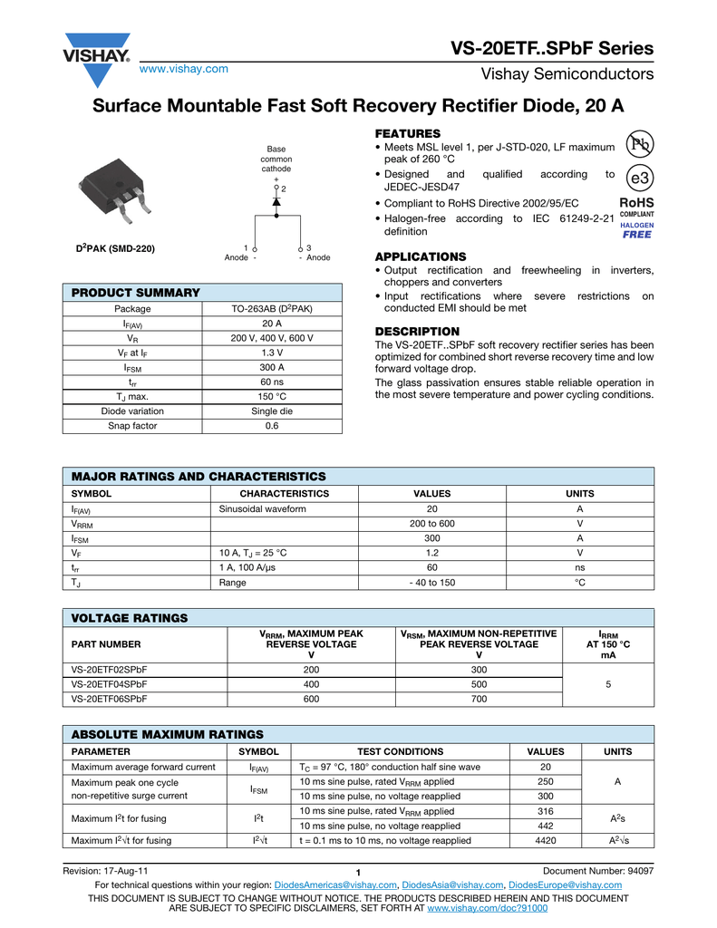 : 16 A: 200 V: 8 A Rectifier Silicon: TO-220: 200 V Working Peak Average