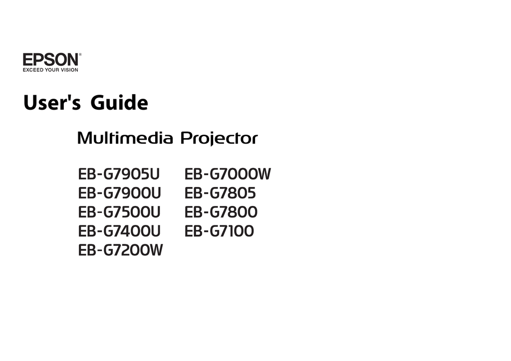 Epson Europe EBG7200W Projector User Manual Manualzz