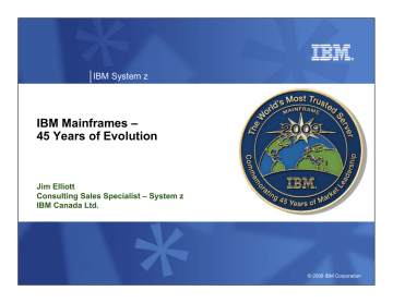 Ibm Mainframes 45 Years Of Evolution Ibm System Z Jim Elliott Manualzz
