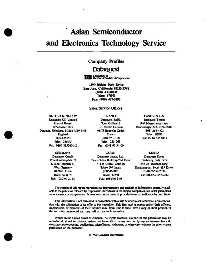 Asian Semiconductor and Electronics Technology Service Dataoyest Company ProfQes