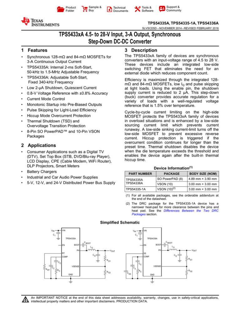 Tps5433xa 4 5 To 28 V Input 3 A Output Synchronous Step Down Dc Dc Converter Manualzz