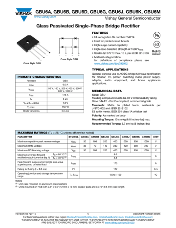 5 X KBU8D Silicone rectificateur de Bridge DIODE 8A 200V 