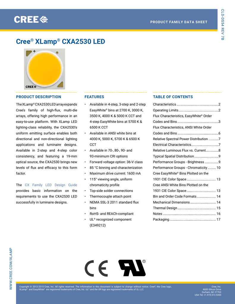 Cree XLamp CXA2530 LED ® | Manualzz
