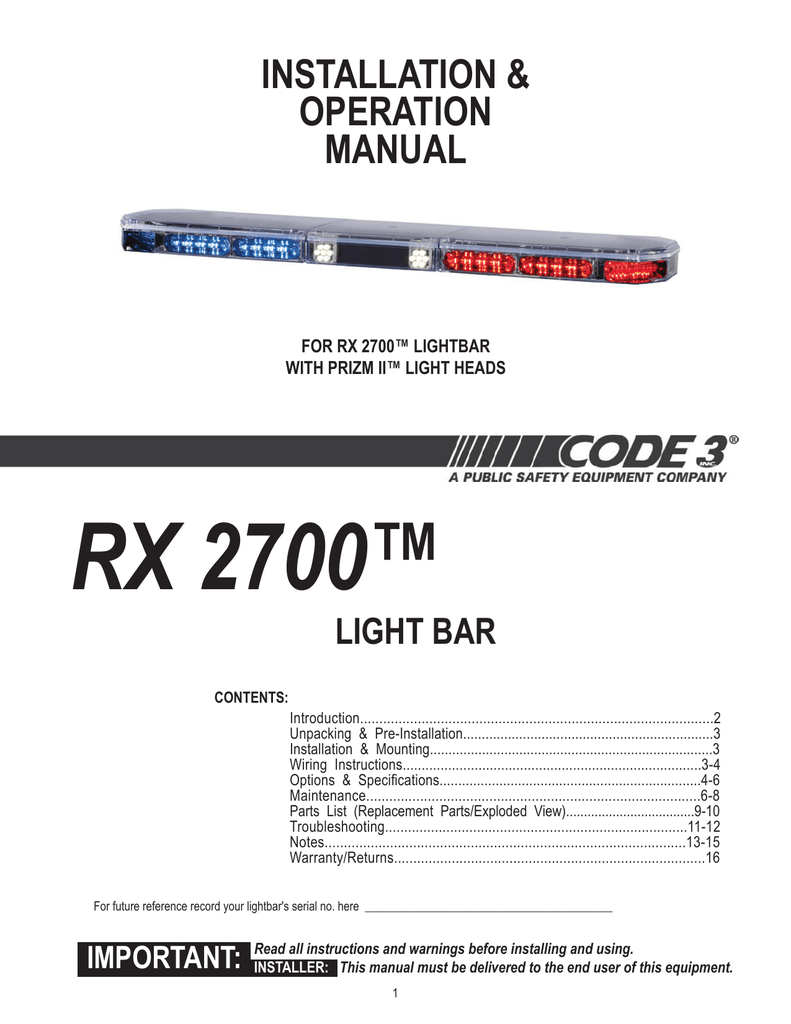 Rx 2700 Installation Amp Operation Manual Manualzz