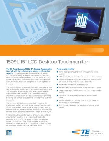 1509L 15" LCD Desktop Touchmonitor | Manualzz