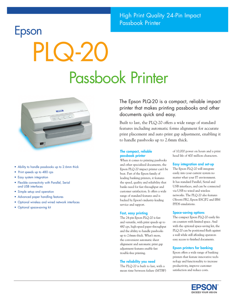 plq 20 passbook printer