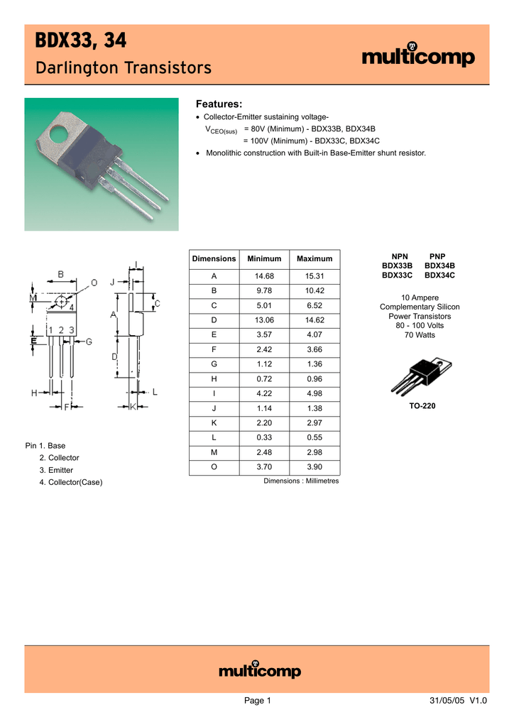 MULTICOMP-d45h11-transistor to-220 pnp MULTICOMP-d45h11-transistor to-220 pnp