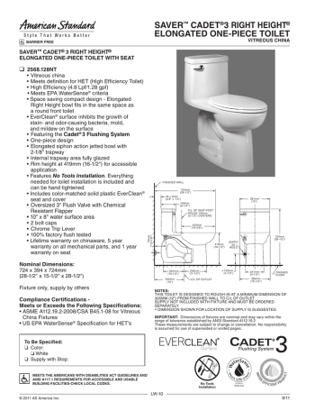 American Standard 2568.128NT.020 Saver Right Height Elongated One-piece ...