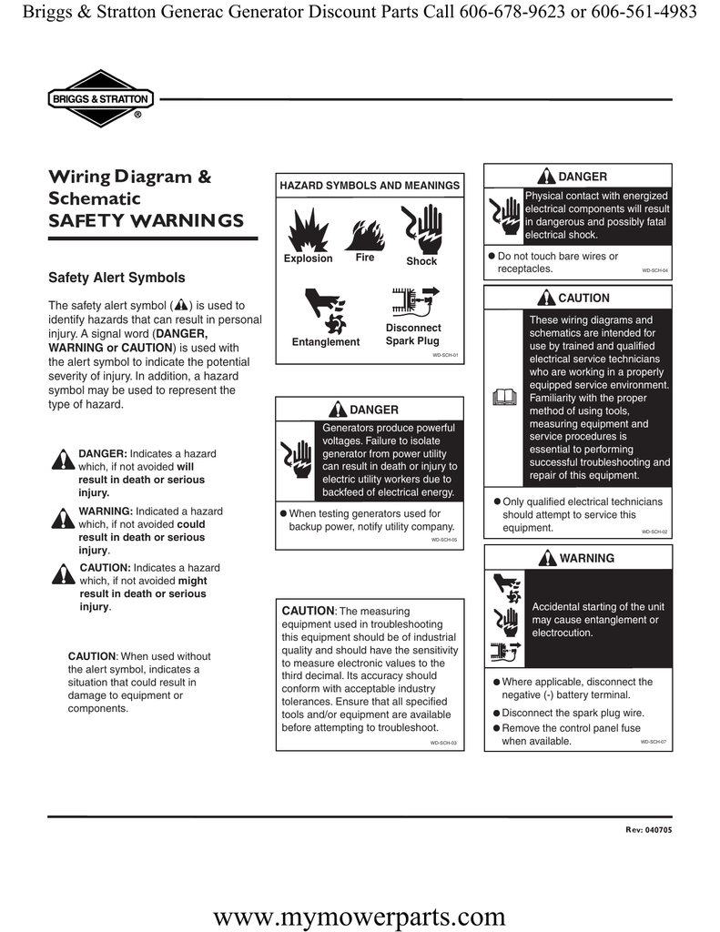 Wiring Diagram & Schematic SAFETY WARNINGS DANGER | Manualzz
