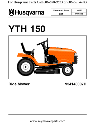 YTH 150 954140007H Ride Mower For Husqvarna Parts Call 606-678-9623 or