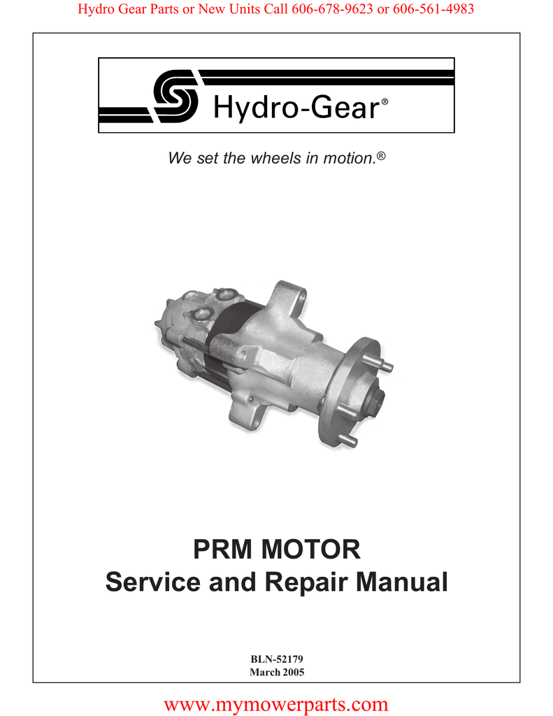 PRM MOTOR Service and Repair Manual We set the