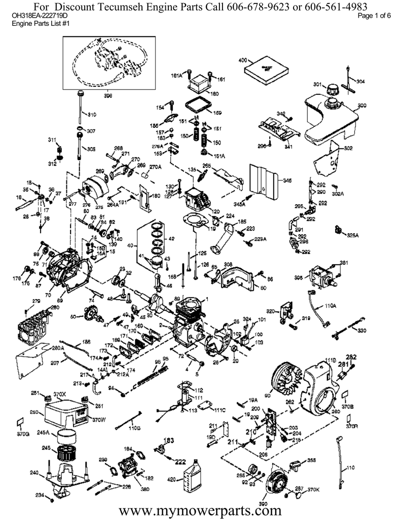 Tecumseh Oh160170171f Tecumseh Engine Engine Parts List