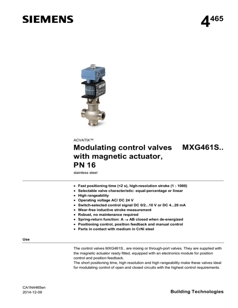 4 465 Modulating Control Valves Mxg461s Manualzz