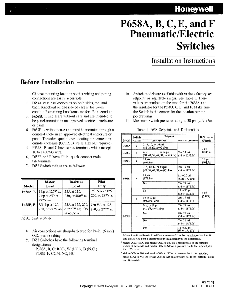 P658a And F Pneumatic Electric Witches Manualzz