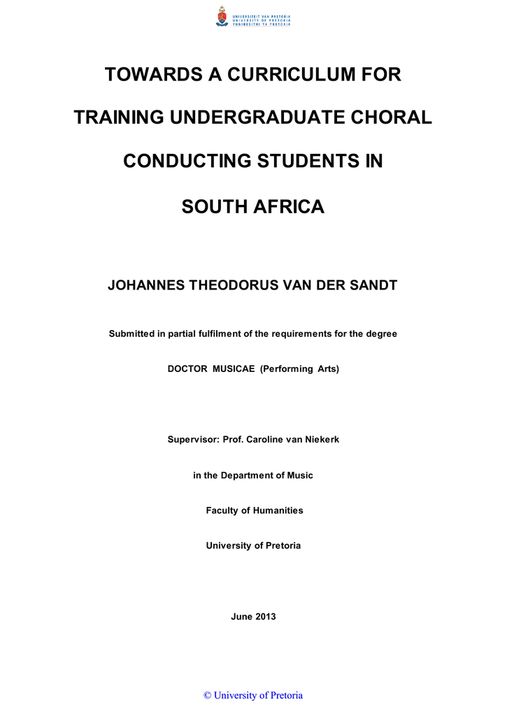 Towards A Curriculum For Training Undergraduate Choral Conducting Students In South Africa Manualzz