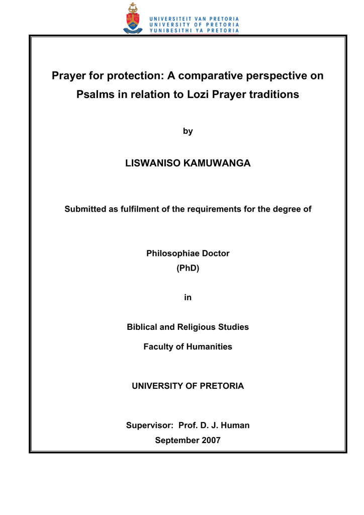 Prayer for protection: A comparative perspective on ... - 