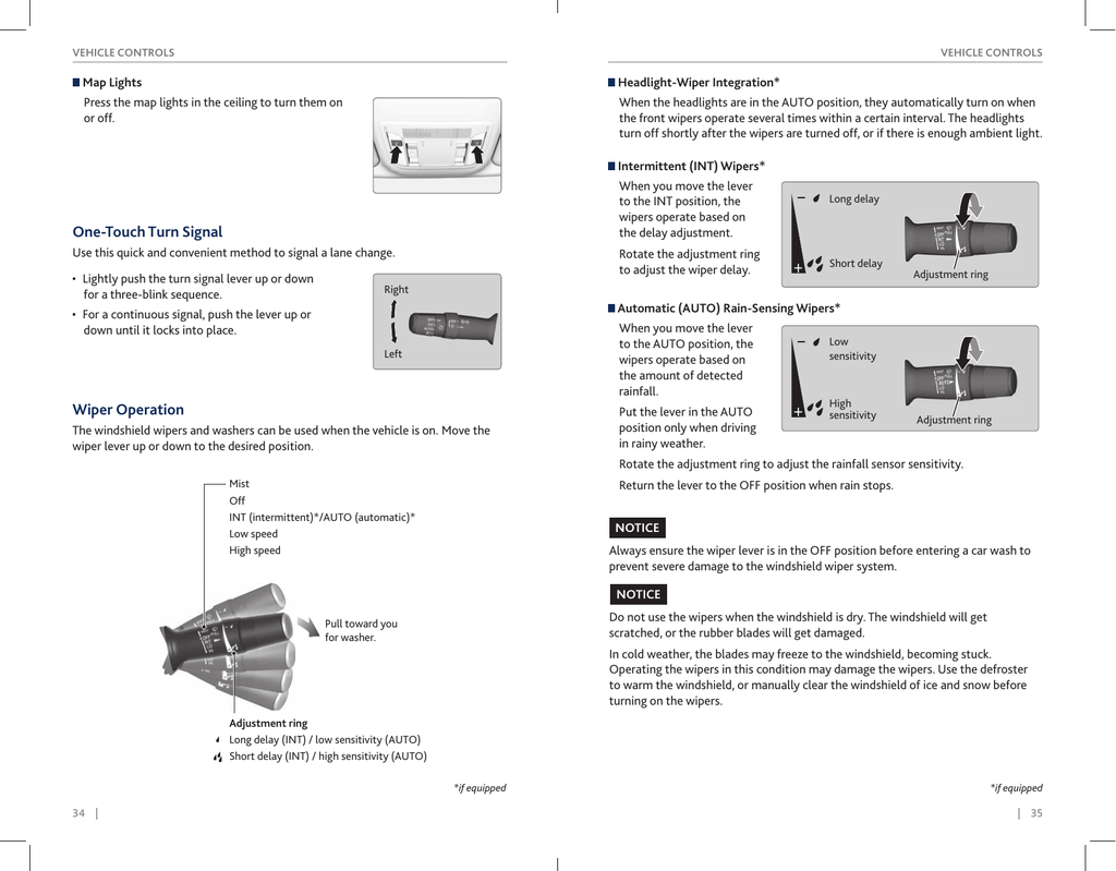 Press The Map Lights In The Ceiling To Turn Them When The Headlights Are In The Auto Position They Automatically Map Lights Headlight Wiper Integration Manualzz