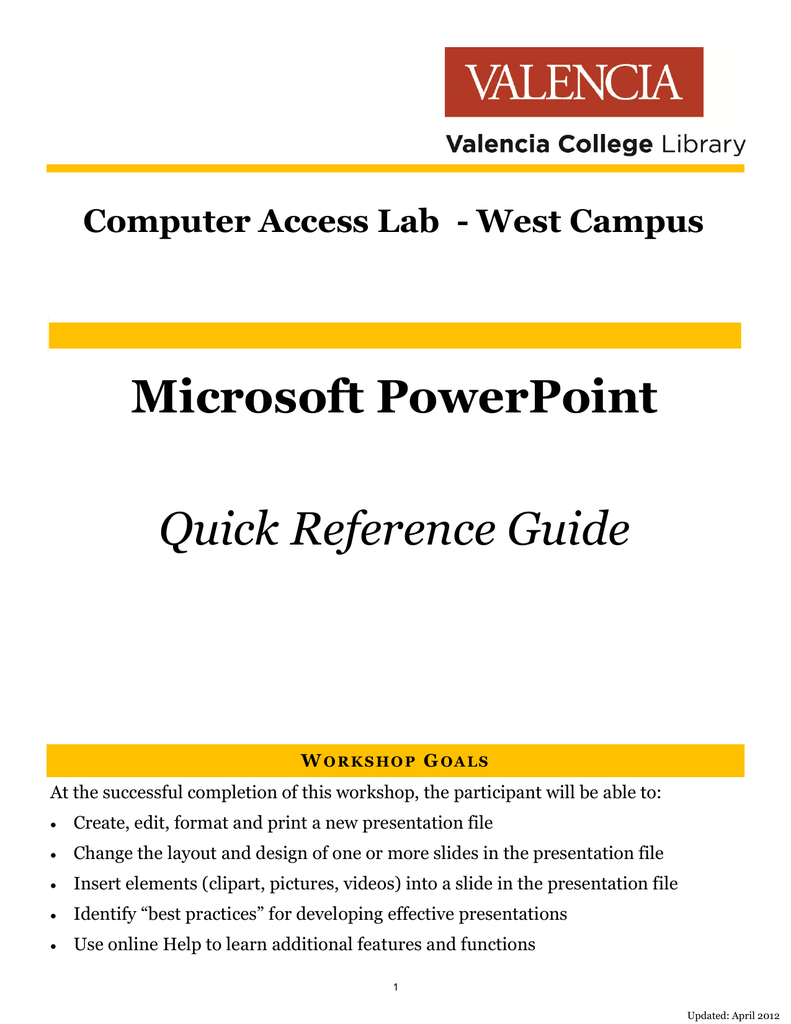 powerpoint quick reference guide