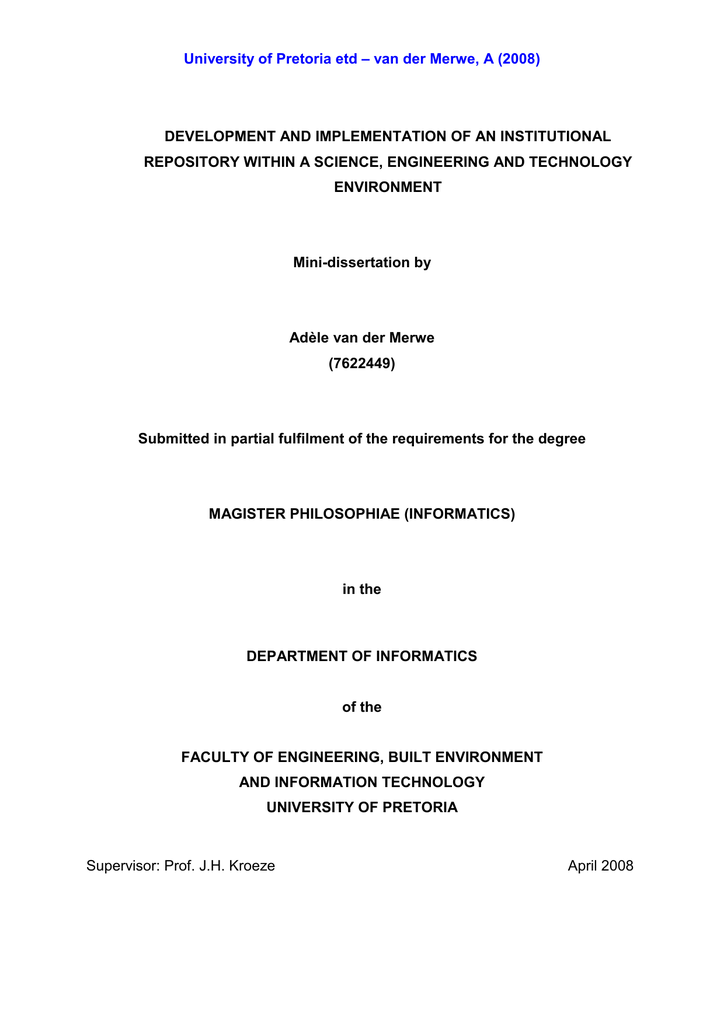 University of pretoria phd thesis