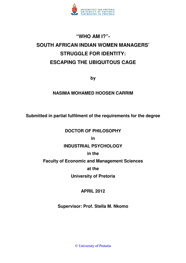 Who Am I South African Indian Women Managers Struggle For Identity Manualzz