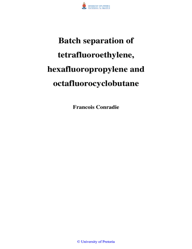 Batch Separation Of Tetrafluoroethylene Hexafluoropropylene And Manualzz