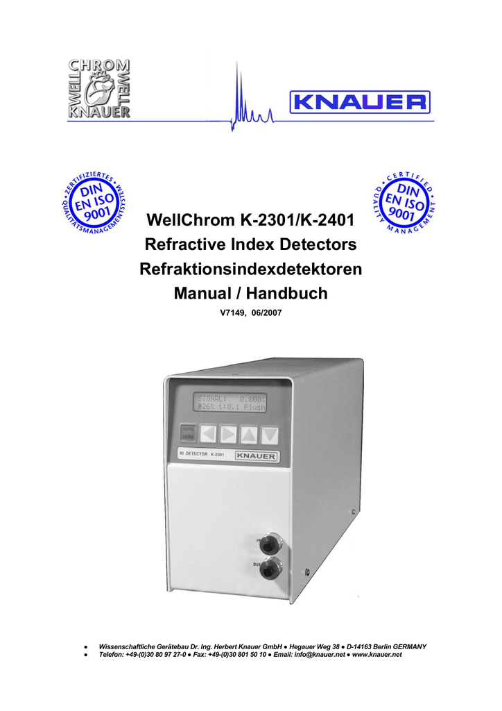 WellChrom K2301/K2401 Refractive Index Detectors