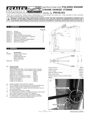PH10.V3 FOLDING ENGINE CRANE YANKEE 1TONNE | Manualzz