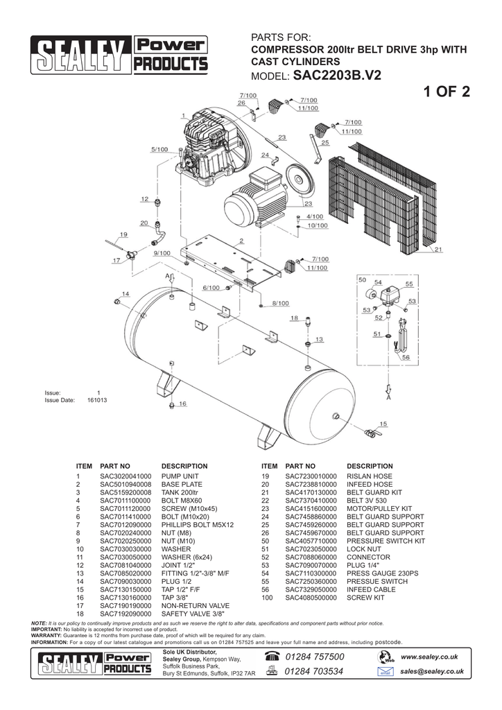 Sealey Compressor Spare Parts Catalogue Reviewmotors.co