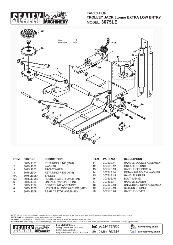Trolley Jack Replacement Parts
