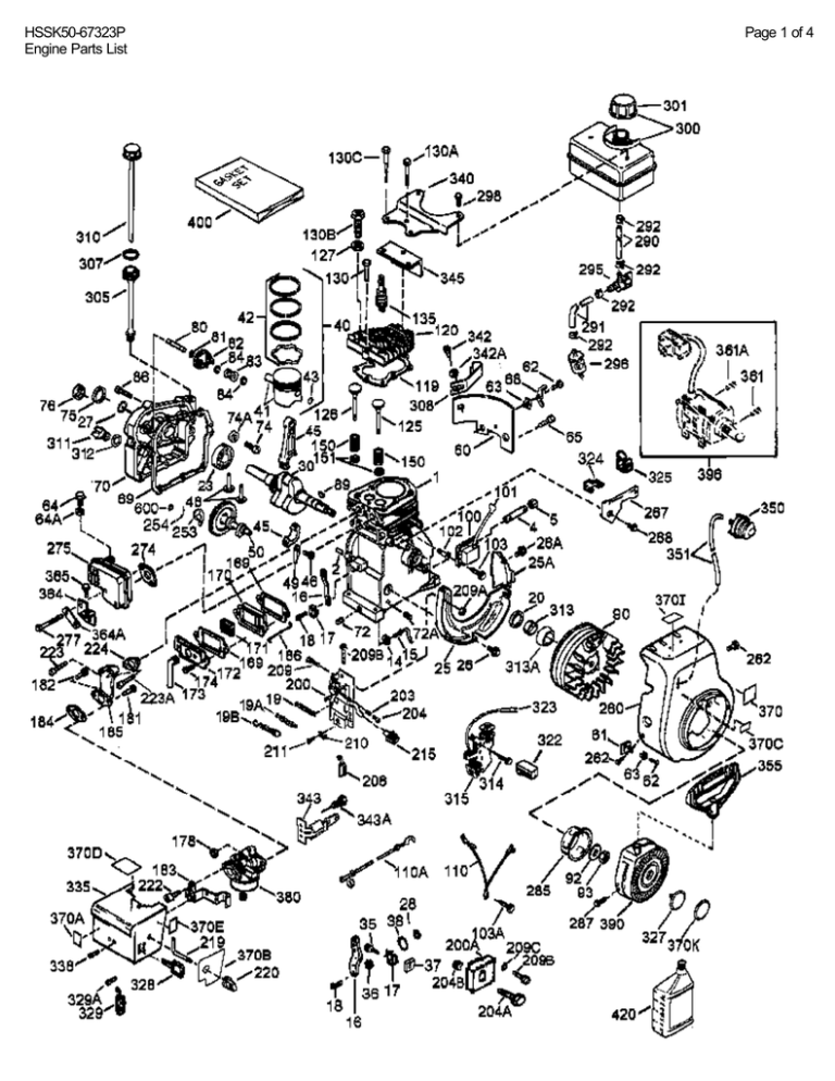 HSSK50-67323P Page 1 of 4 Engine Parts List | Manualzz