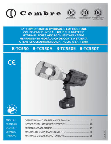 Cembre B-TC550E 18.0 V CORDLESS HYDRAULIC CUTTING TOOL Overhead Line ...