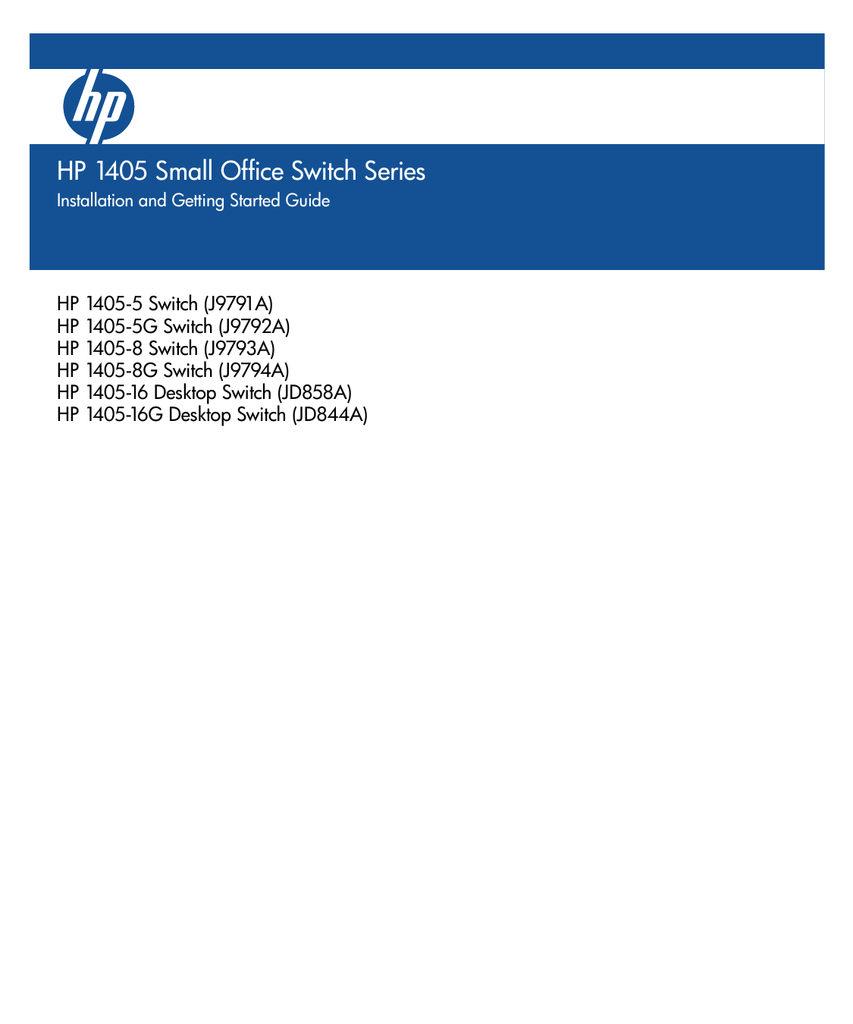 HP 1405 Small Office Switch Series | Manualzz